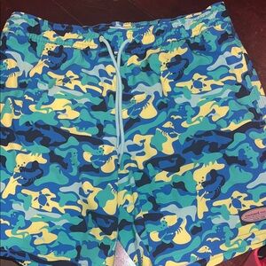 Vineyard Vines Blue and Green Camo Swim Shorts